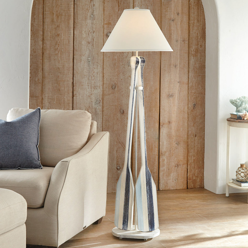 Blue Striped Paddle Floor Lamp