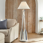 Blue Striped Paddle Floor Lamp