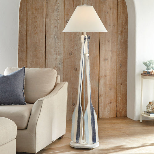 Blue Striped Paddle Floor Lamp