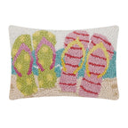 Beach Flip Flops Hooked Pillow