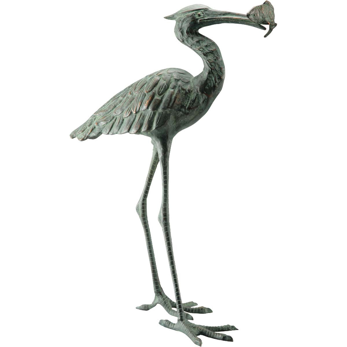 Crane with Fish Garden Statuary