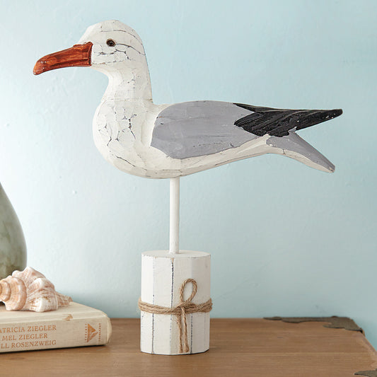 Seagull Wood Carved Sculpture - CLEARANCE