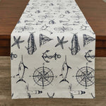 Nautical Navigator White Table Runner - 72 Inch