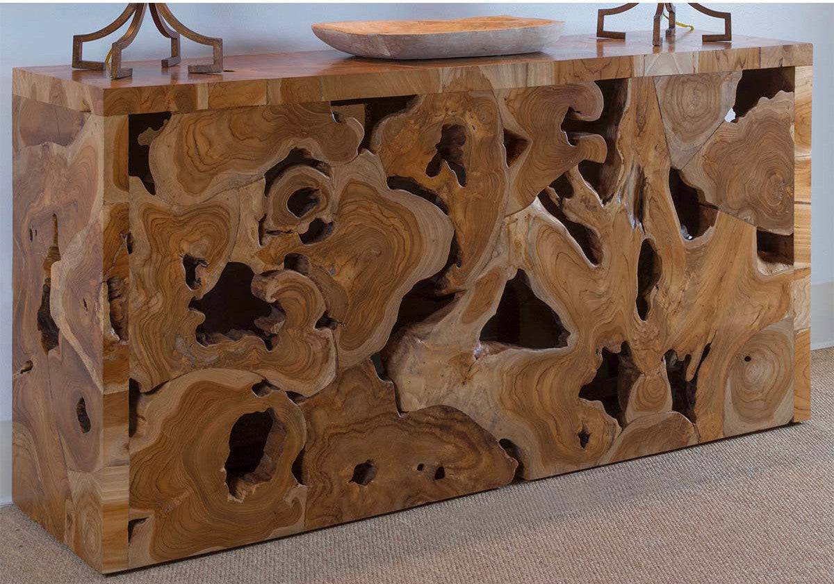 Natural Form Teak Rectangular Console Table