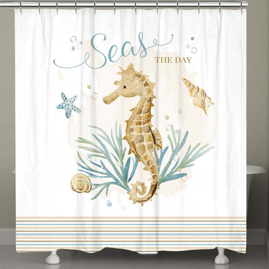 Seas the Day Seahorse Shower Curtain