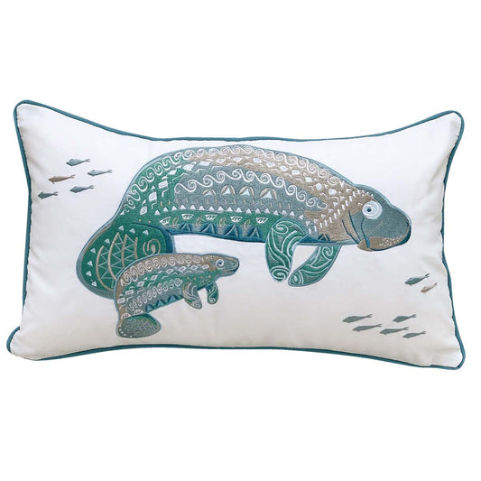 Manatee March Indoor/Outdoor Lumbar Pillow