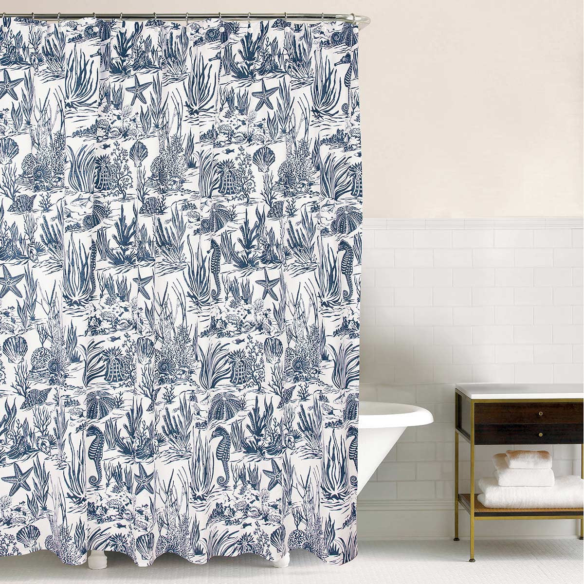 Indigo Coral Shower Curtain