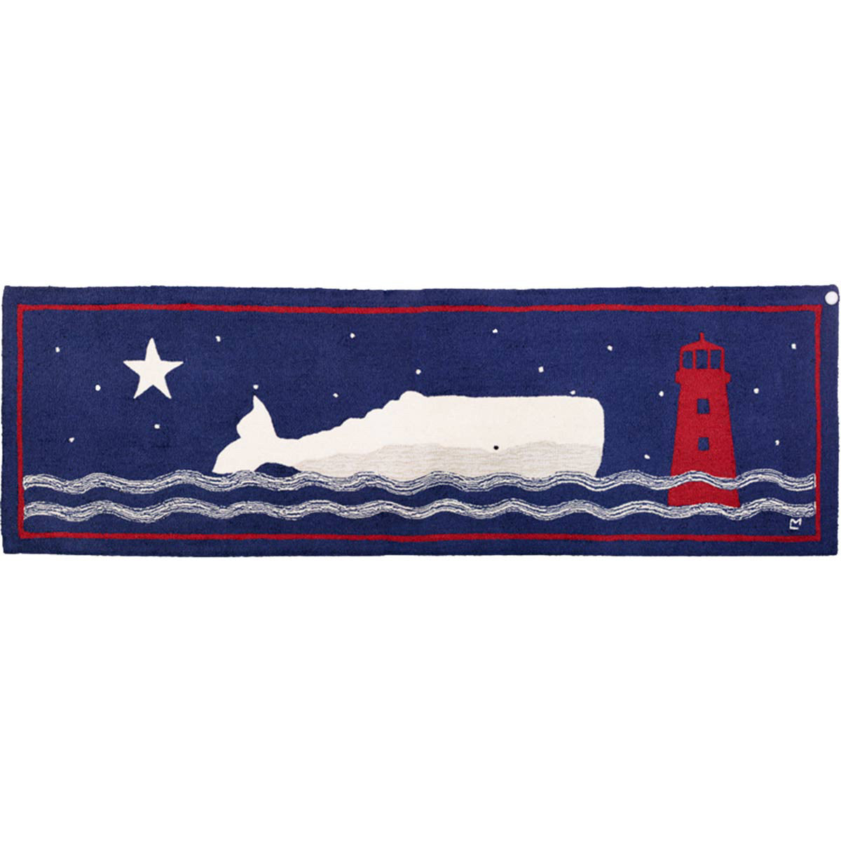 Lighthouse Whale Hooked Wool Rug