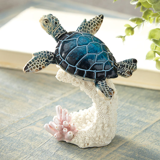 Sea Turtle & Coral Sculpture