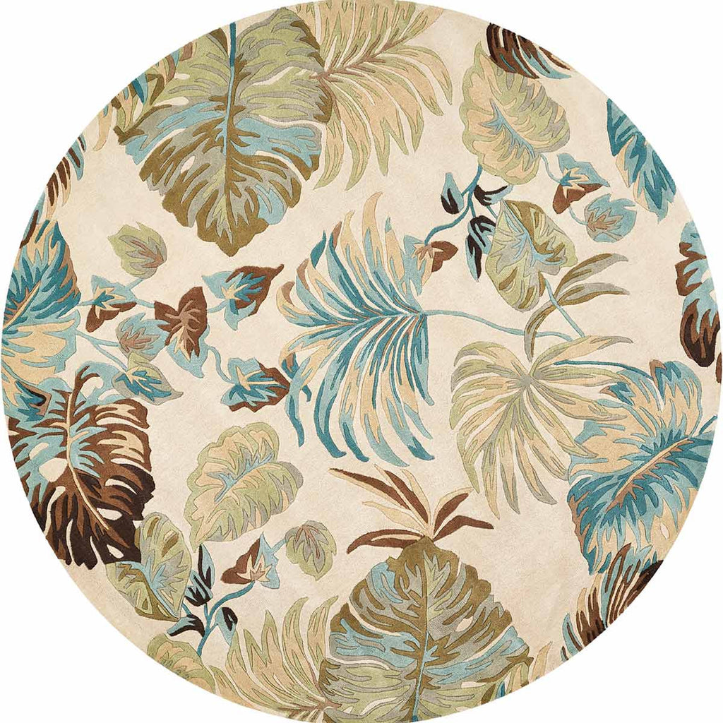 Havana Ivory and Blue Oasis Rug - 8 Ft Round - OUT OF STOCK UNTIL 09/30/2026