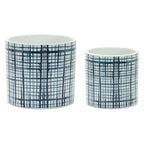 Crisscross Blue Pots - Set of 2