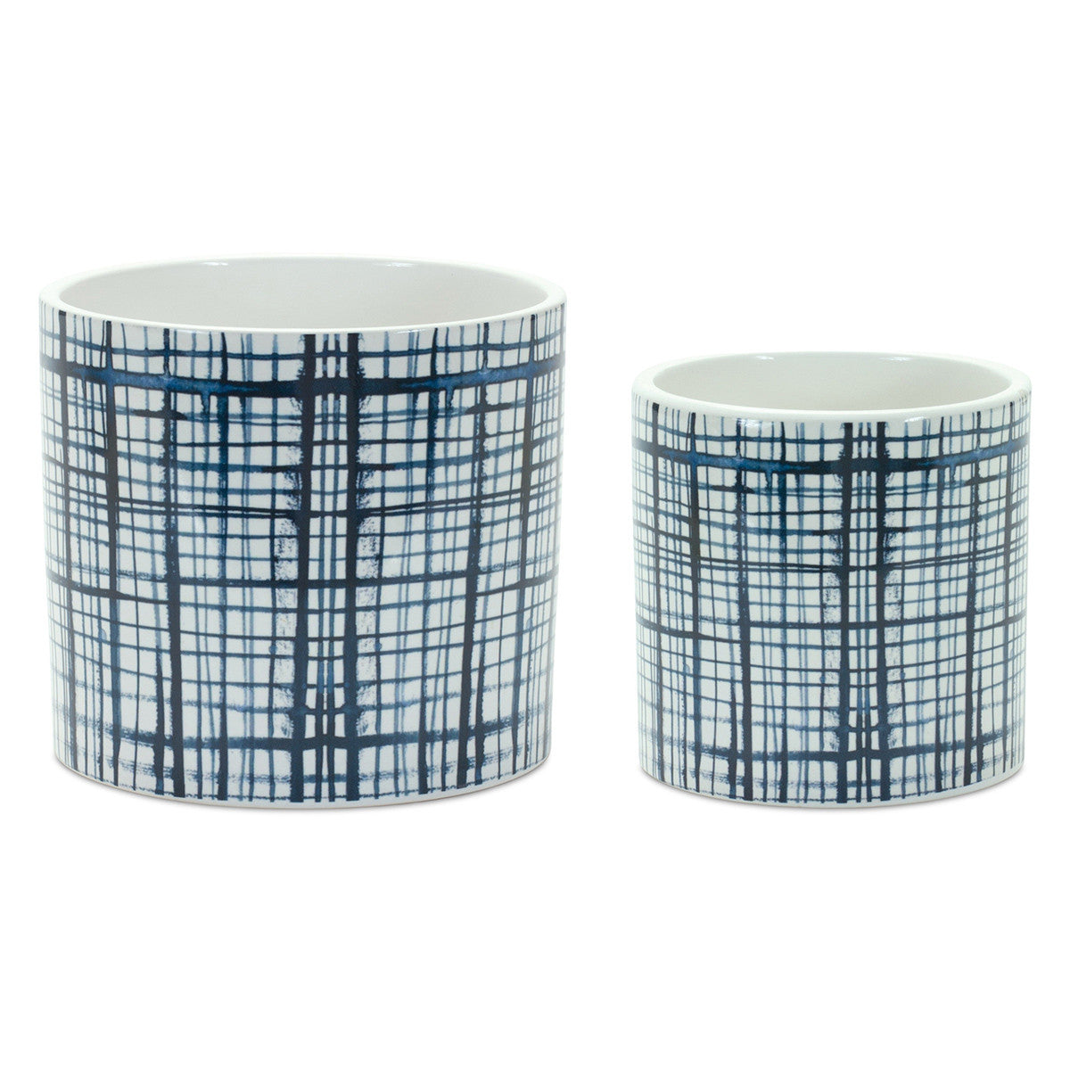 Crisscross Blue Pots - Set of 2