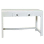 Ivory gray Raffia Glass Top Desk