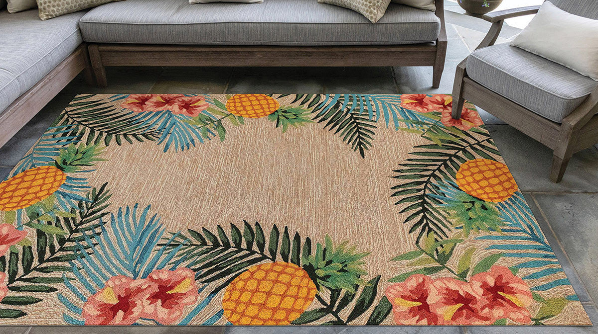 Tropical Neutral Indoor/Outdoor Rug - 5 x 8