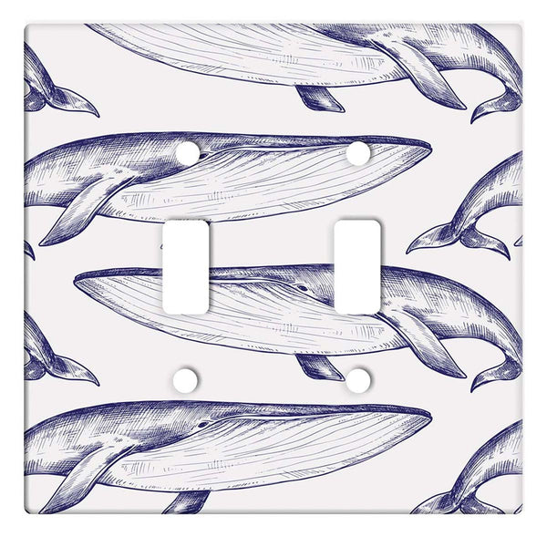 Majestic Blue Whale Double Switch Plate