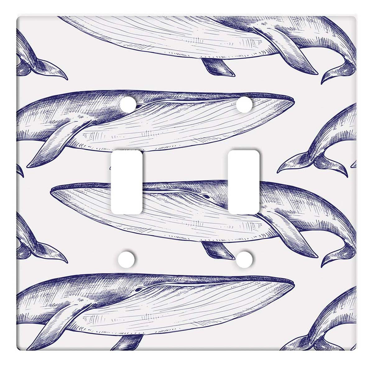 Majestic Blue Whale Double Switch Plate