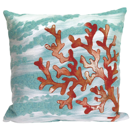 Coral Wave Aqua Pillow - 20 x 20