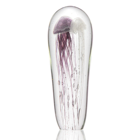 Tall Violet and White Jellyfish Art Glass Statue