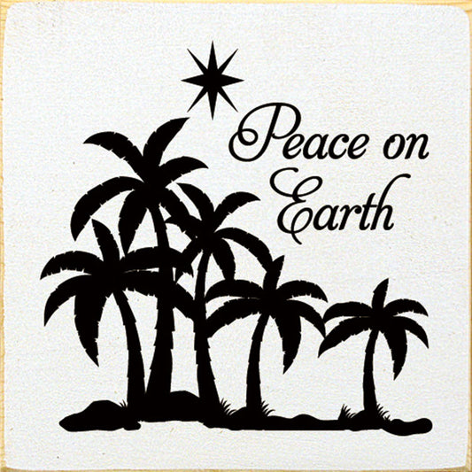 Palm Tree Peace Wood Sign