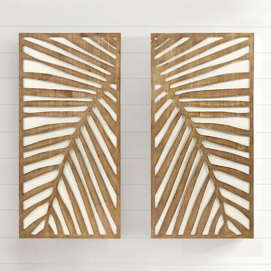 Palm Breeze Wood Wall Art - Set of 2