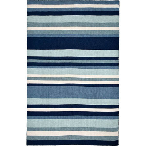 Carlsbad Aqua Stripes Indoor/Outdoor Rug - 5 x 8