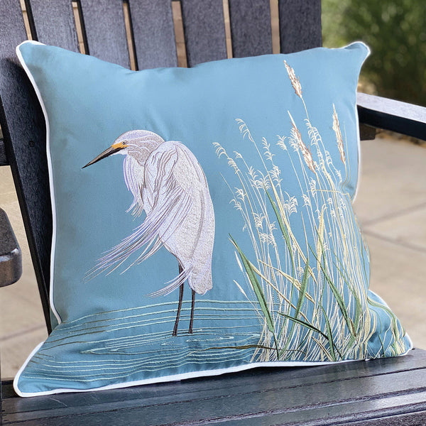 Marsh Egret Indoor/Outdoor Pillow