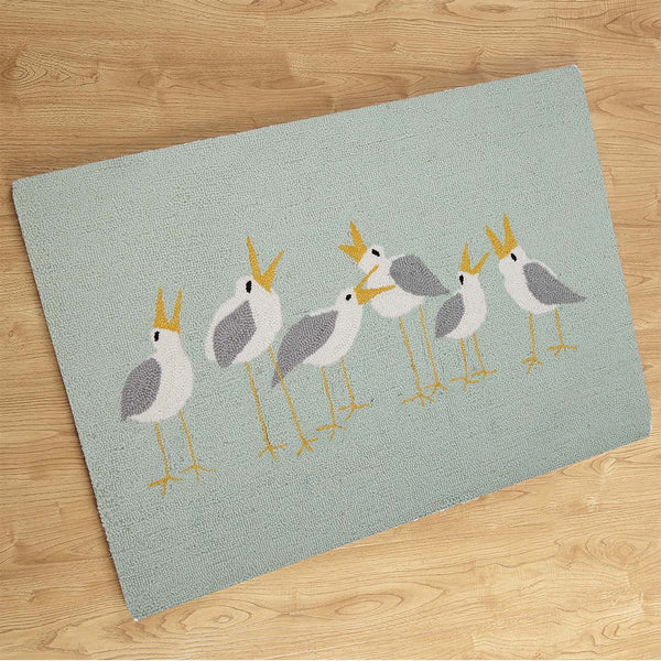 Beach Life Seagulls Hooked Accent Rug