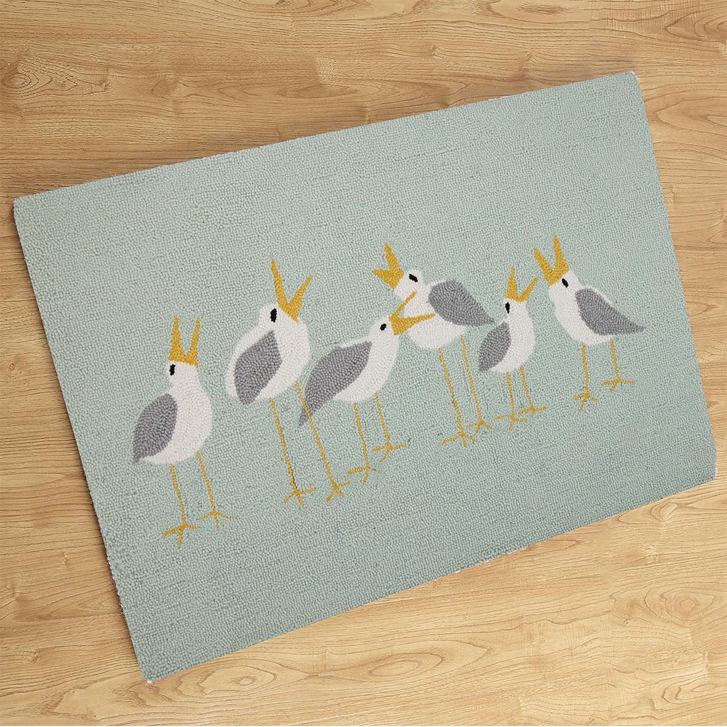 Beach Life Seagulls Hooked Accent Rug