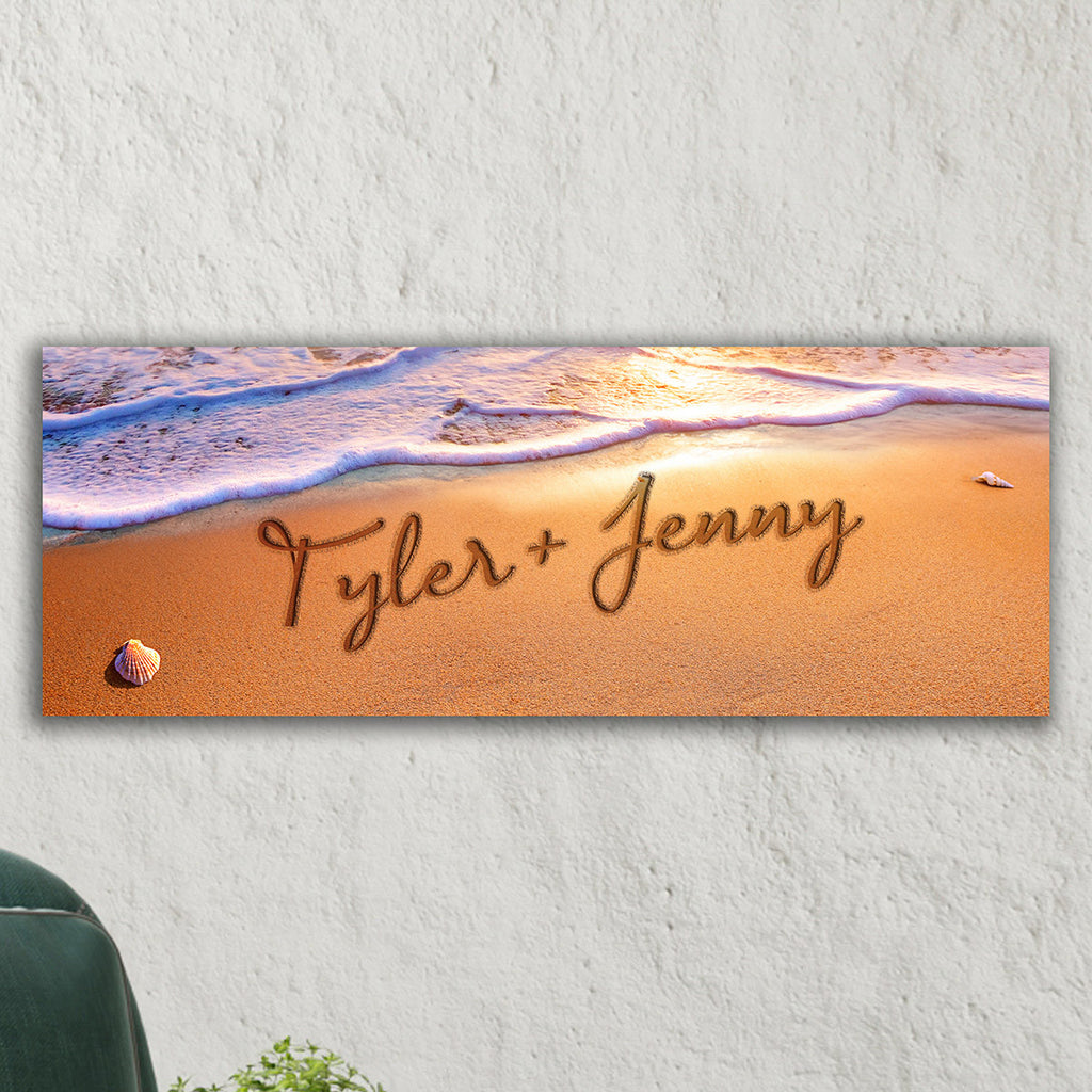 Seaside Romance Personalized Stretched Canvas - Small