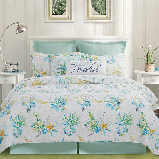 Coral Paradise Quilt Bed Set - Full/Queen- SALE
