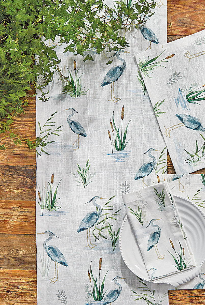 Seaside Heron Table Runner - 72 Inch
