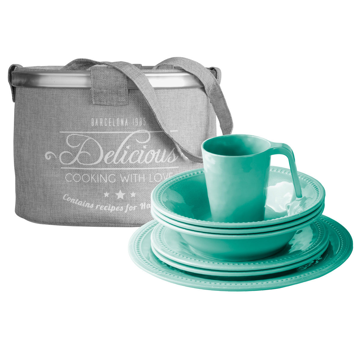 Teal Ripples 16-Piece Tableware Pack