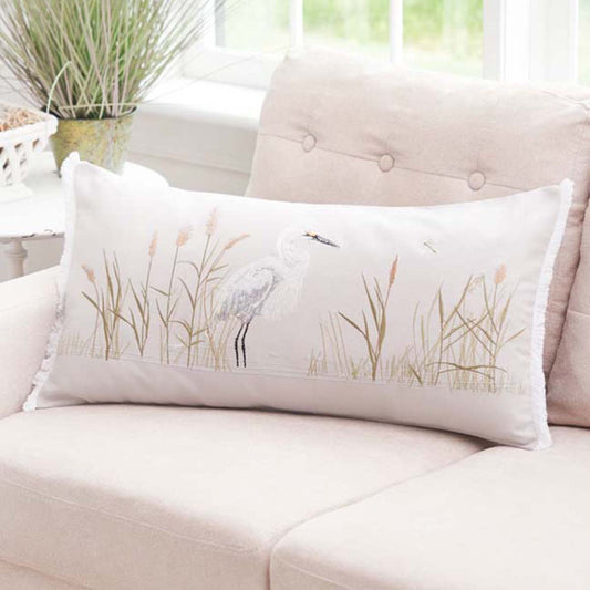 Elegant Egret Lumbar Pillow