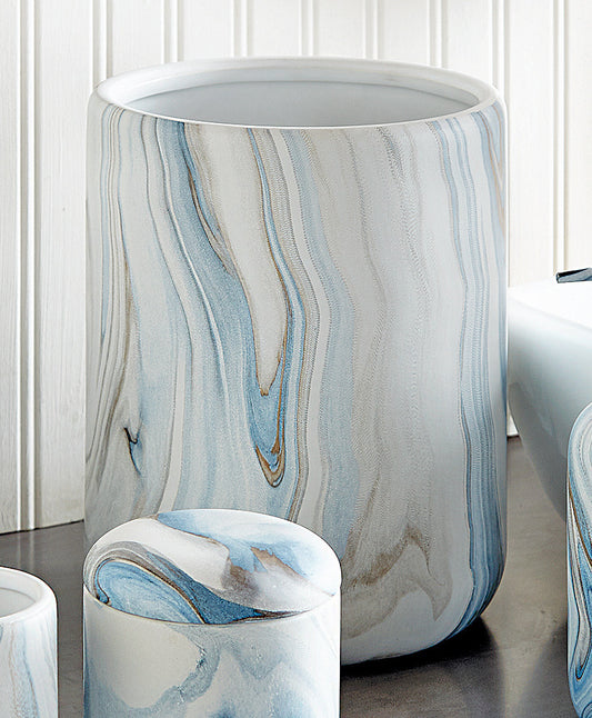 Azure Waves Waste Basket