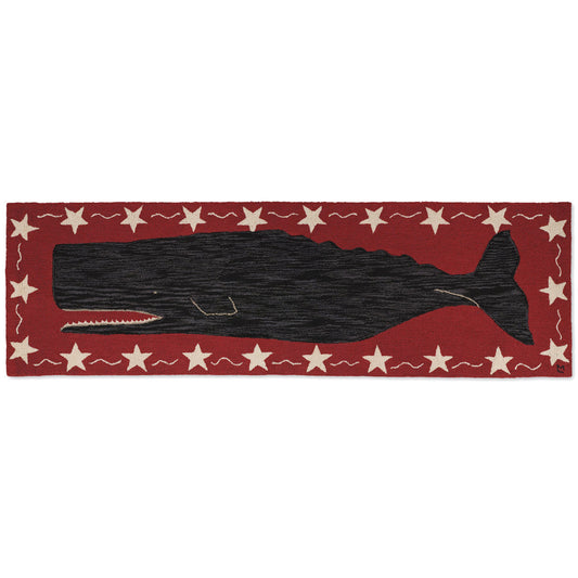 Whale and Stars Hooked Wool Runner
