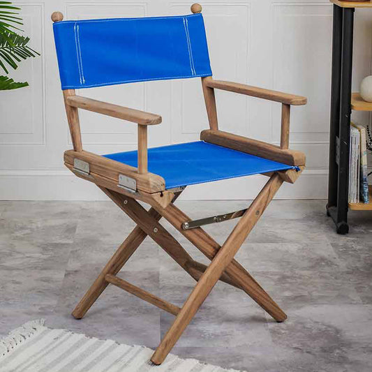 Teak Director's Chair with Pacific Blue Seat Cover