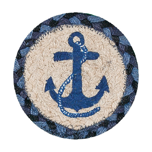 Navy Anchor Braided Coasters - Set of 6