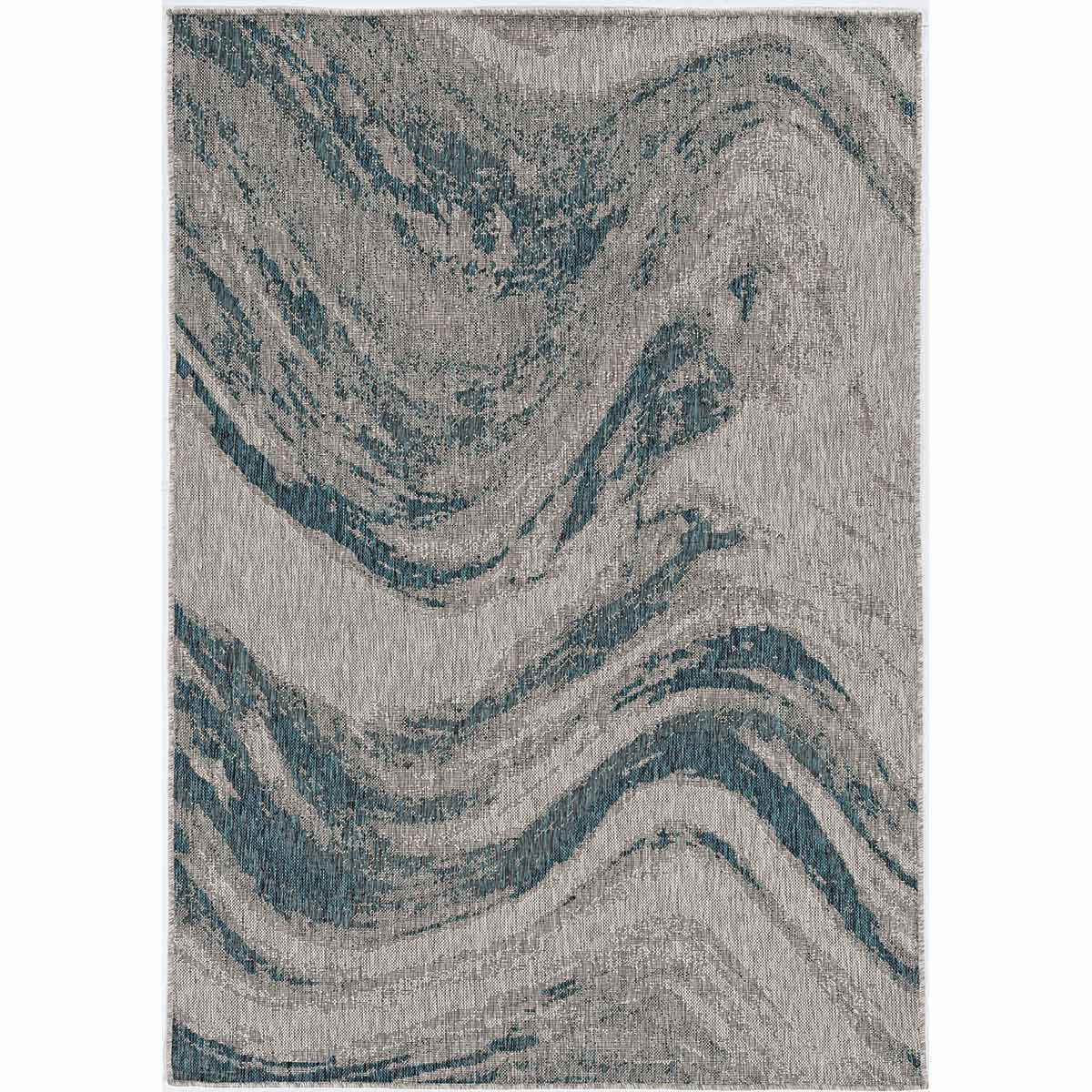 Negril Gray & Teal Indoor/Outdoor Rug - 8 x 11 - OUT OF STOCK UNTIL 10/21/2026