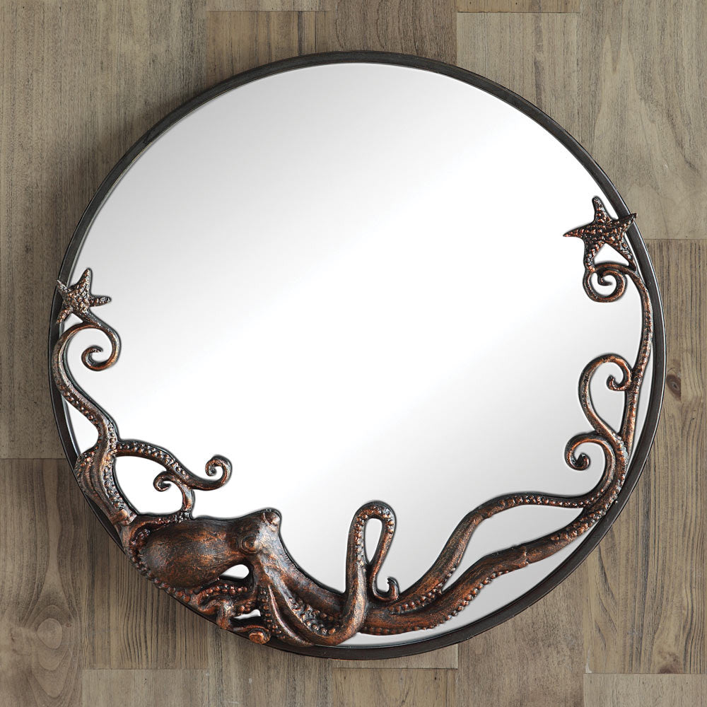 Sprawling Octopus Round Mirror
