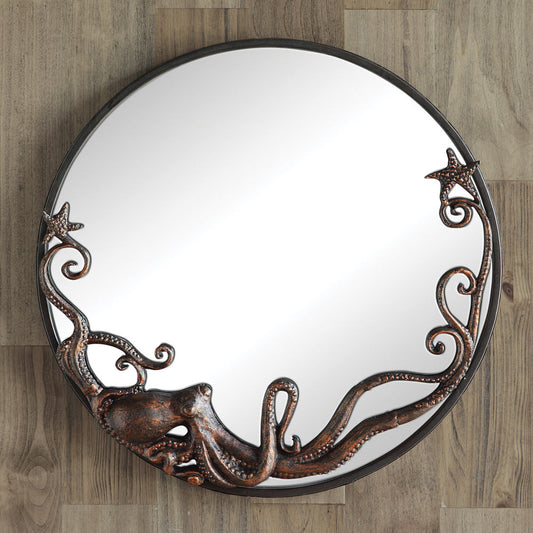 Sprawling Octopus Round Mirror