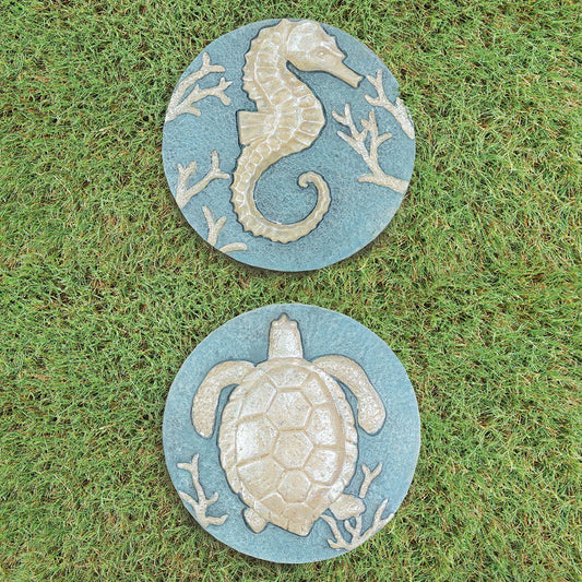 Seahorse & Turtle Stepping Stones - Set of 2