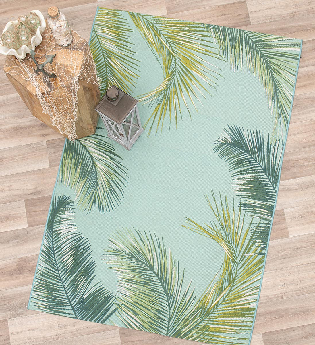 Paia Palms Aqua Indoor/Outdoor Rug - 5 x 8