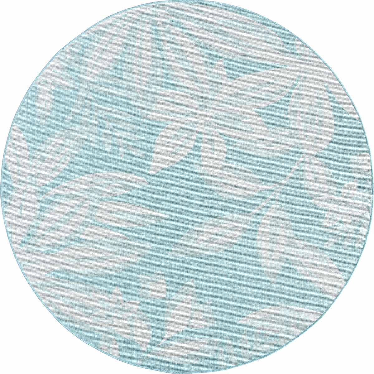 Fiji Flowers Aqua Indoor/Outdoor Rug - 5 Ft. Round