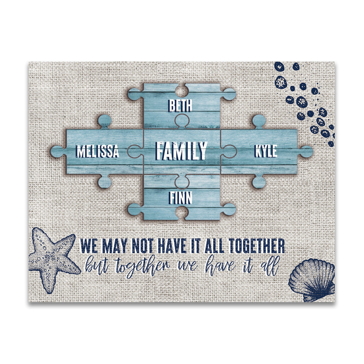 Seaside Puzzle Personalized Stretched Canvas - Large