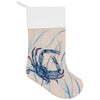 Crab Blues Embroidered Linen Stocking