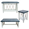 Mariner's Table Set with Square End Tables & Navy Top (4pcs)