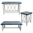Mariner's Table Set with Square End Tables & Navy Top (4pcs)