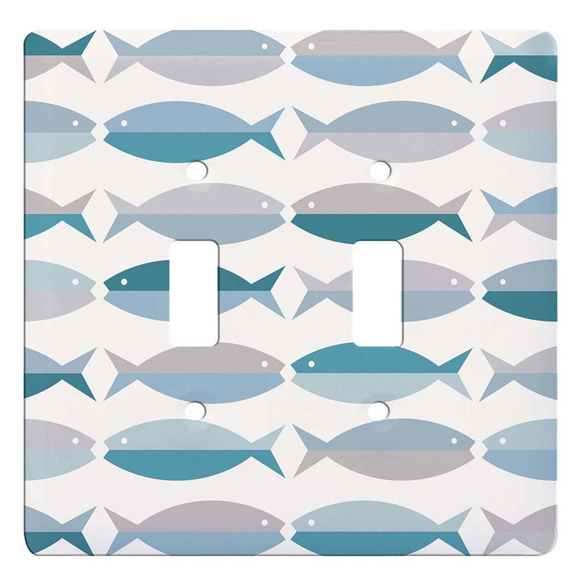 Blue Horizon Fish Double Switch Plate