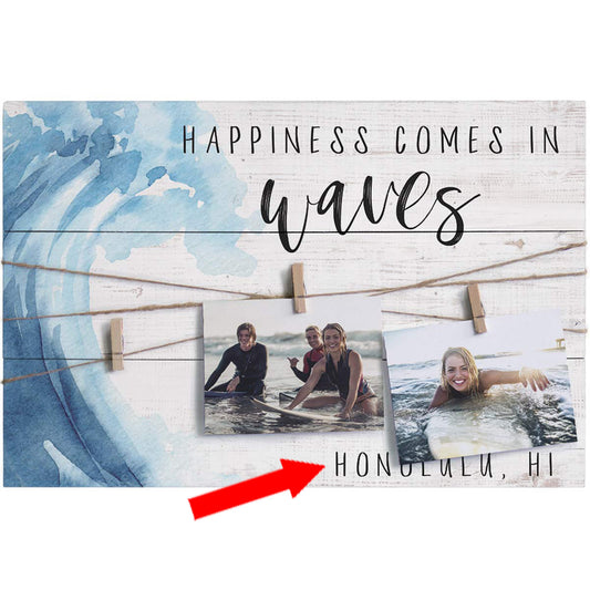 Happiness Comes in Waves Personalized Wall Art