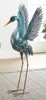 Sea Blue Metal Crane Statue - Looking Down